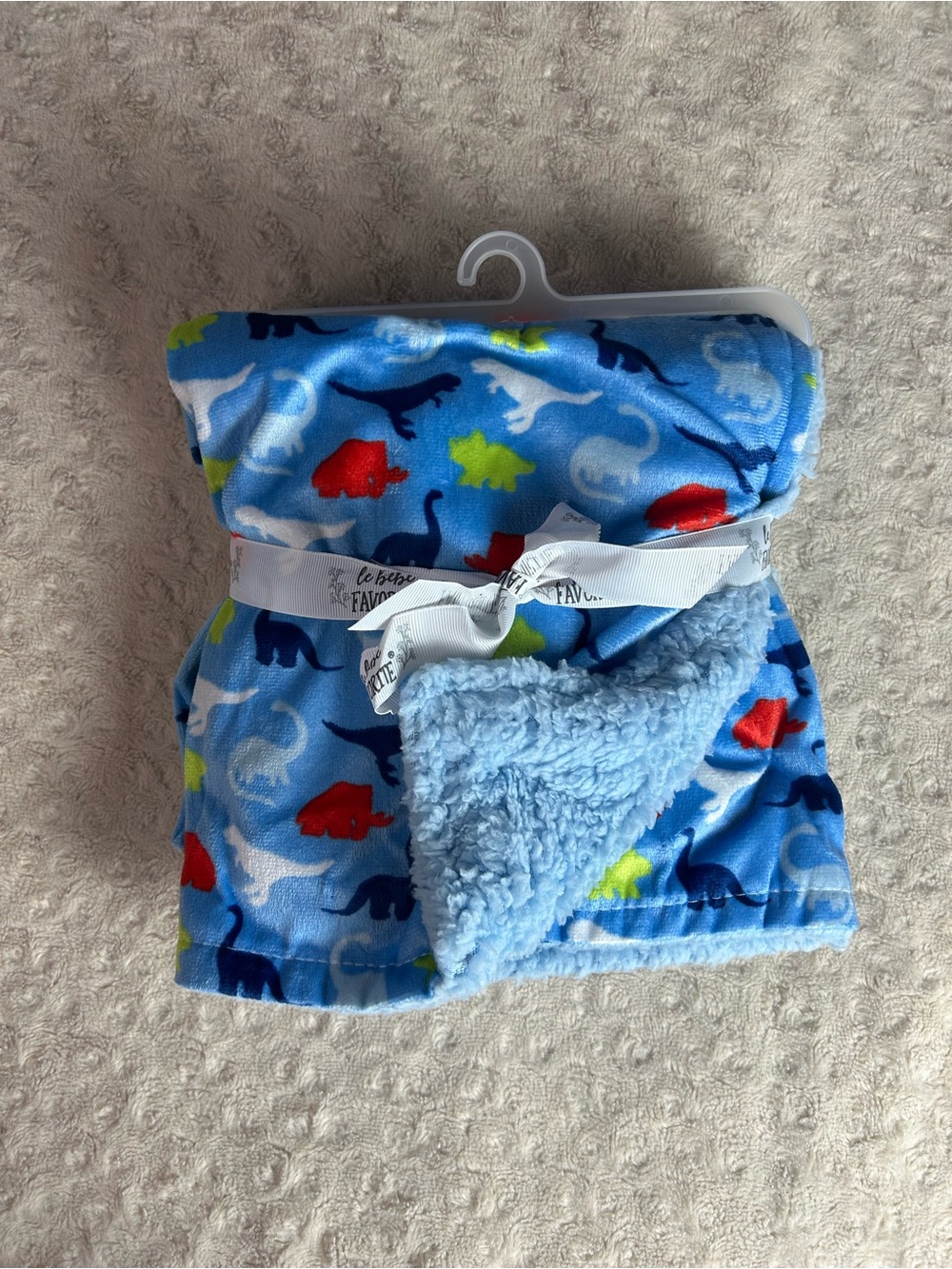 Le Bebe Favorite Blue Dinosaurs Baby Blanket Red Green White Dino Sherpa Lovey